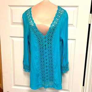 COPY - Venus turquoise LG crocheted swimsuit cover